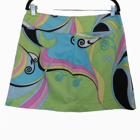 Willi Smith adorable A-line skort green w blue yellow and pink size 12 - Picture 2 of 7